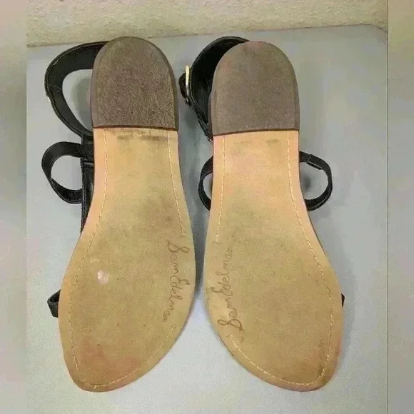 SAM EDELMAN Genette Gladiator Sandal Shoes Size 8.5 black/gold/brown - Picture 3 of 11